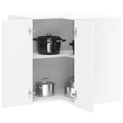 vidaXL Kitchen Wall Corner Cabinet "Porto" High Gloss White Engineered Wood