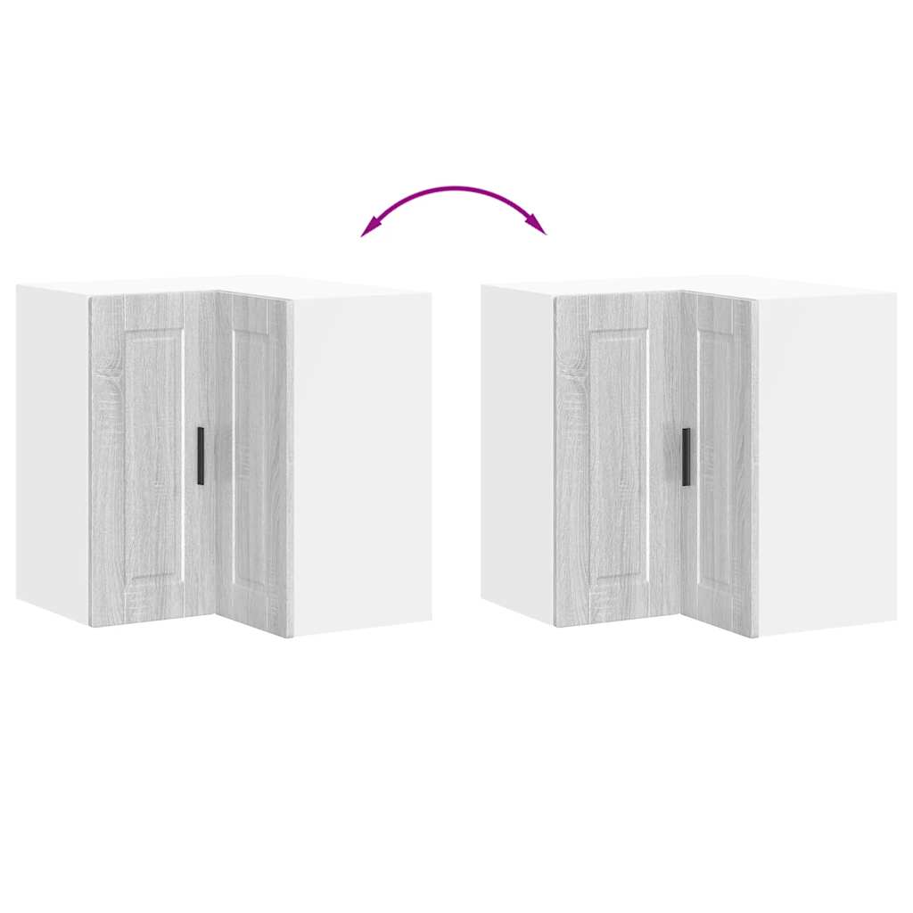 vidaXL Kitchen Wall Corner Cabinet "Porto" Grey Sonoma Engineered Wood
