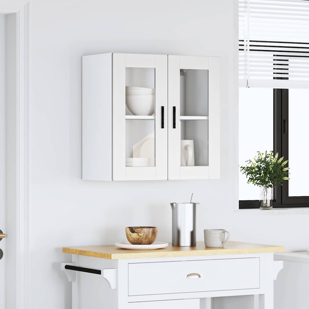 vidaXL Kitchen Wall Cabinet with Glass Door Porto White