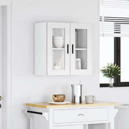 vidaXL Kitchen Wall Cabinet with Glass Door Porto White