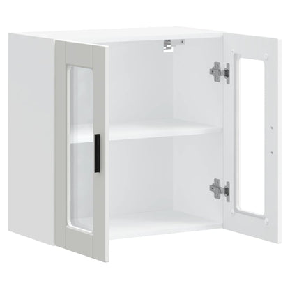 vidaXL Kitchen Wall Cabinet with Glass Door Porto White