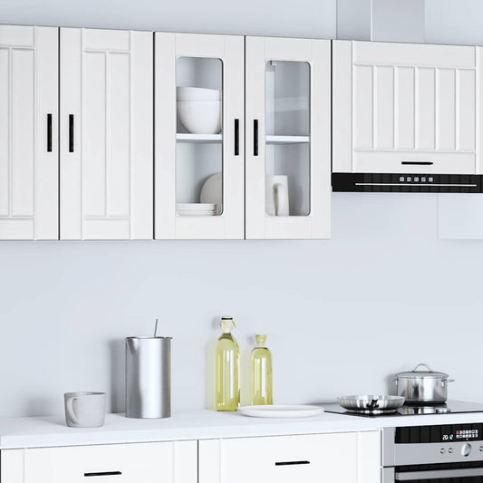 vidaXL Kitchen Wall Cabinet with Glass Door "Porto" White