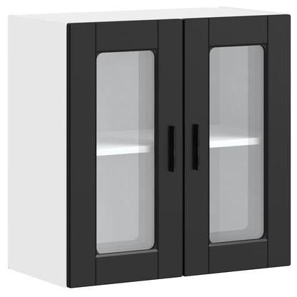 vidaXL Kitchen Wall Cabinet with Glass Door Porto Black