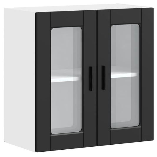 vidaXL Kitchen Wall Cabinet with Glass Door "Porto" Black