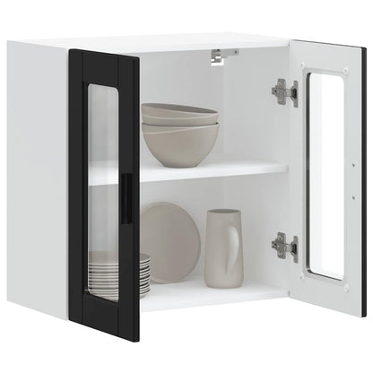 vidaXL Kitchen Wall Cabinet with Glass Door "Porto" Black