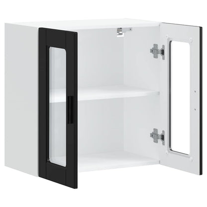 vidaXL Kitchen Wall Cabinet with Glass Door Porto Black