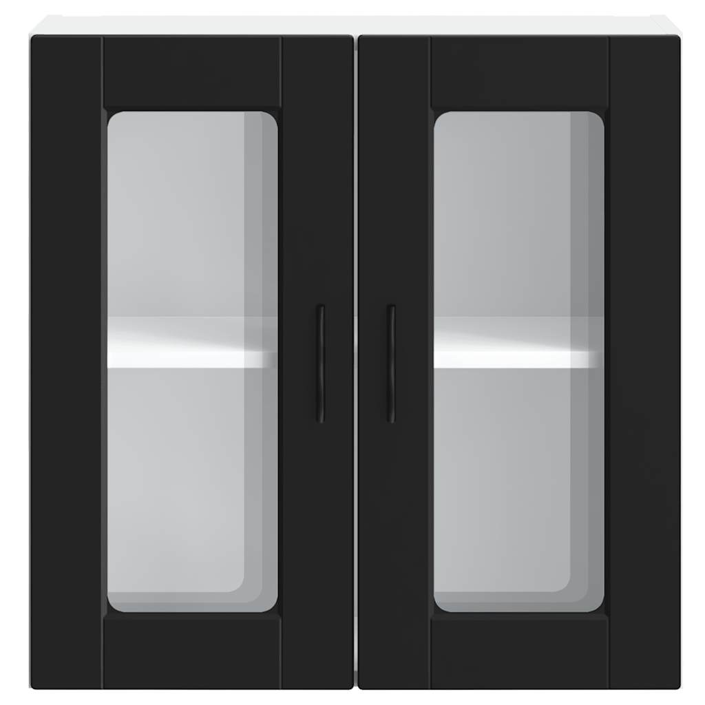 vidaXL Kitchen Wall Cabinet with Glass Door Porto Black