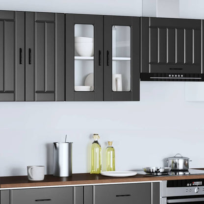 vidaXL Kitchen Wall Cabinet with Glass Door "Porto" Black