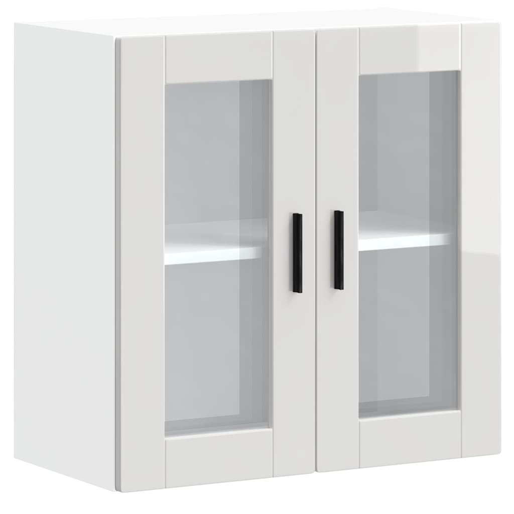 vidaXL Kitchen Wall Cabinet with Glass Door Porto High Gloss White