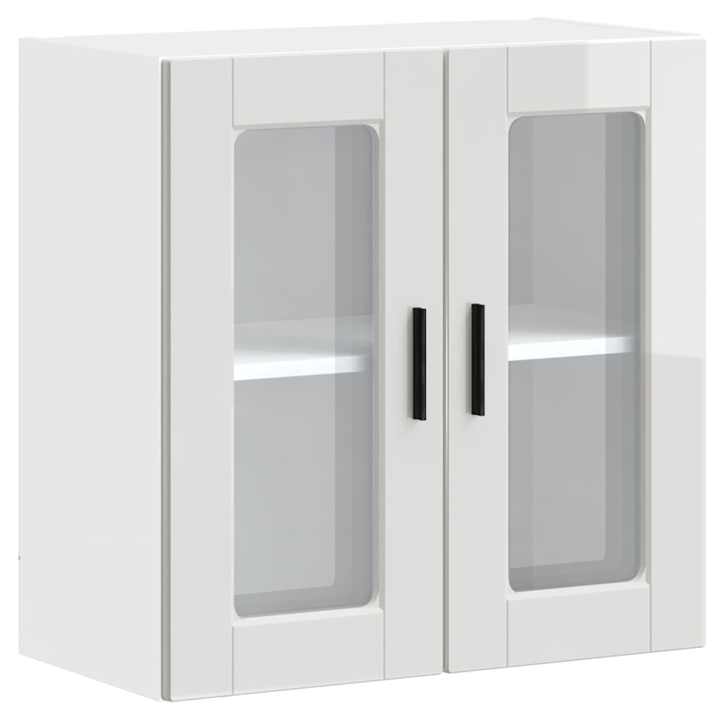 vidaXL Kitchen Wall Cabinet with Glass Door "Porto" High Gloss White