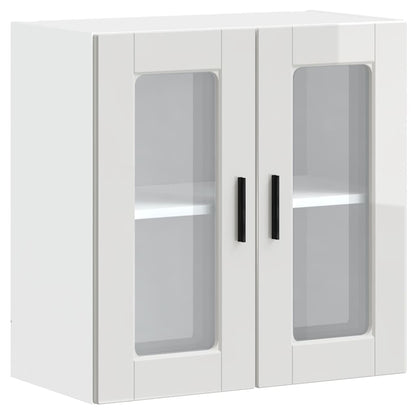 vidaXL Kitchen Wall Cabinet with Glass Door "Porto" High Gloss White