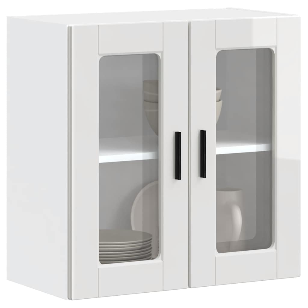 vidaXL Kitchen Wall Cabinet with Glass Door "Porto" High Gloss White