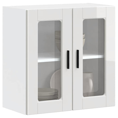 vidaXL Kitchen Wall Cabinet with Glass Door "Porto" High Gloss White