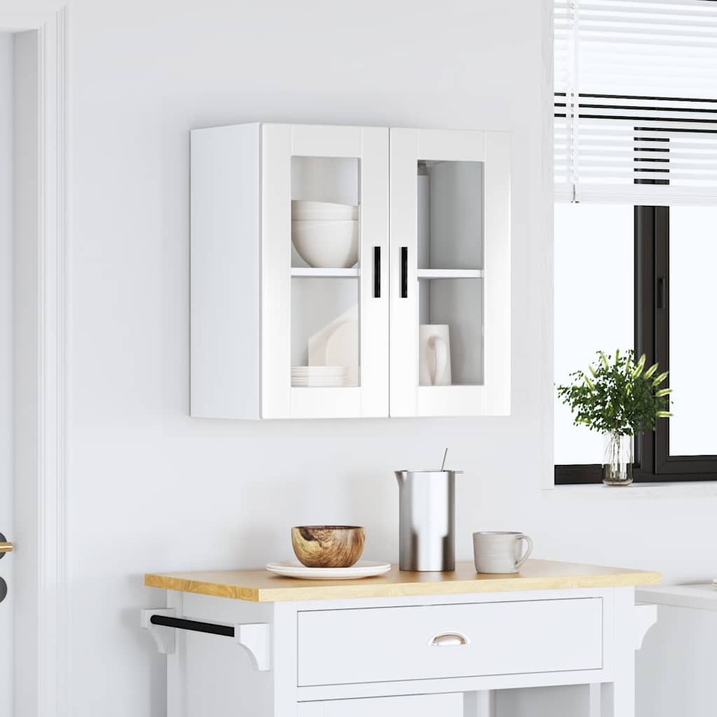 vidaXL Kitchen Wall Cabinet with Glass Door Porto High Gloss White
