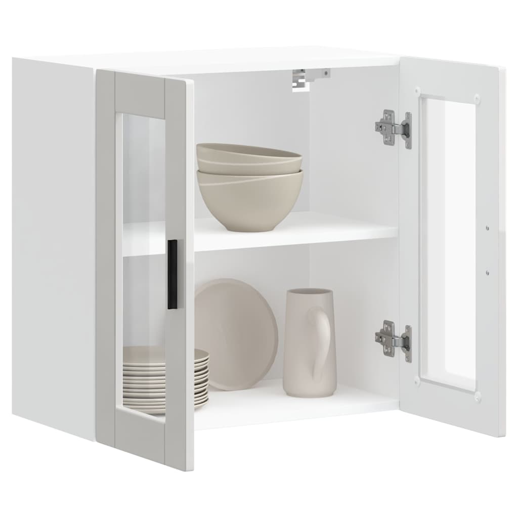 vidaXL Kitchen Wall Cabinet with Glass Door Porto High Gloss White