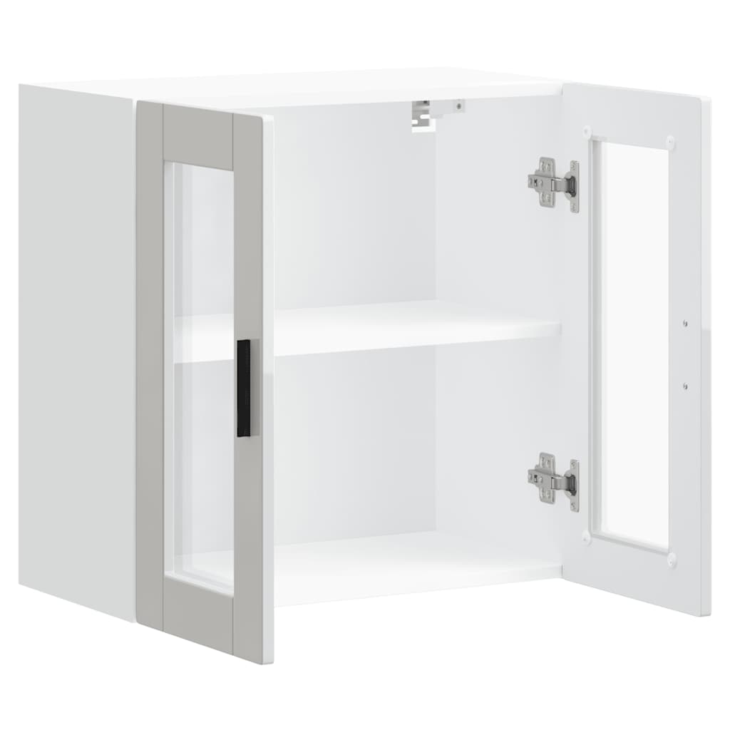 vidaXL Kitchen Wall Cabinet with Glass Door Porto High Gloss White