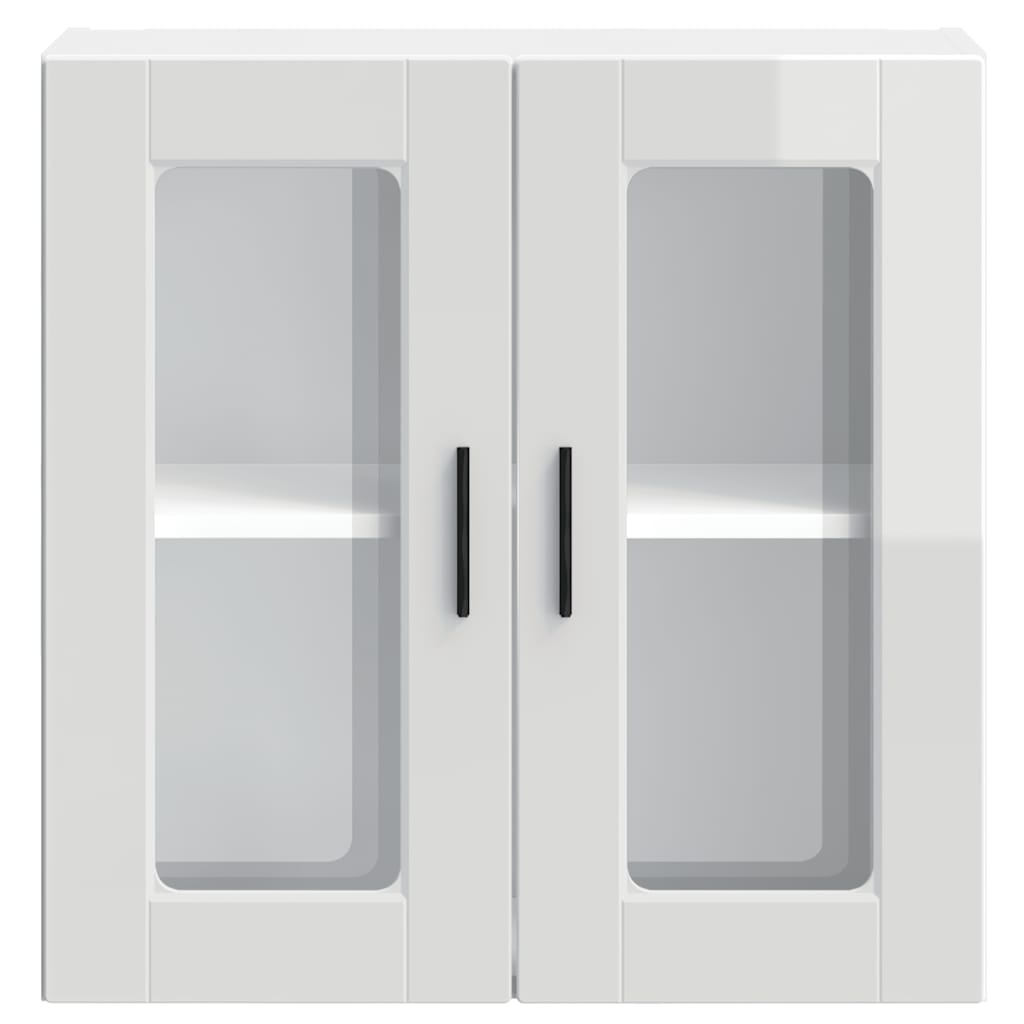 vidaXL Kitchen Wall Cabinet with Glass Door "Porto" High Gloss White