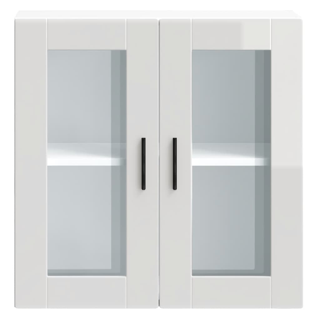 vidaXL Kitchen Wall Cabinet with Glass Door Porto High Gloss White