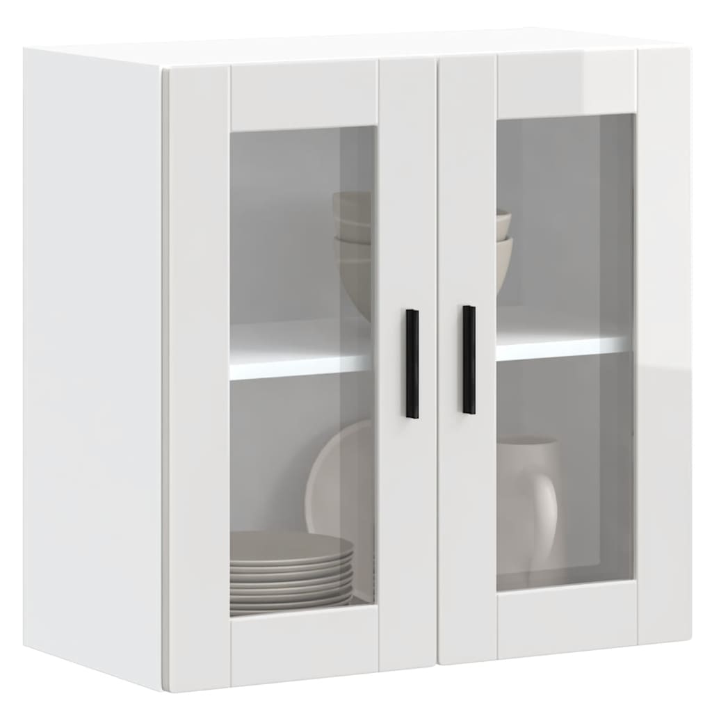 vidaXL Kitchen Wall Cabinet with Glass Door Porto High Gloss White
