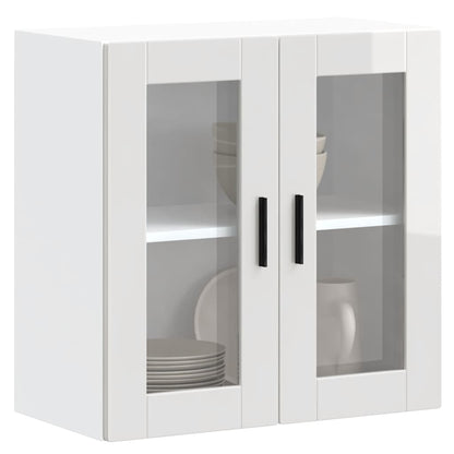 vidaXL Kitchen Wall Cabinet with Glass Door Porto High Gloss White