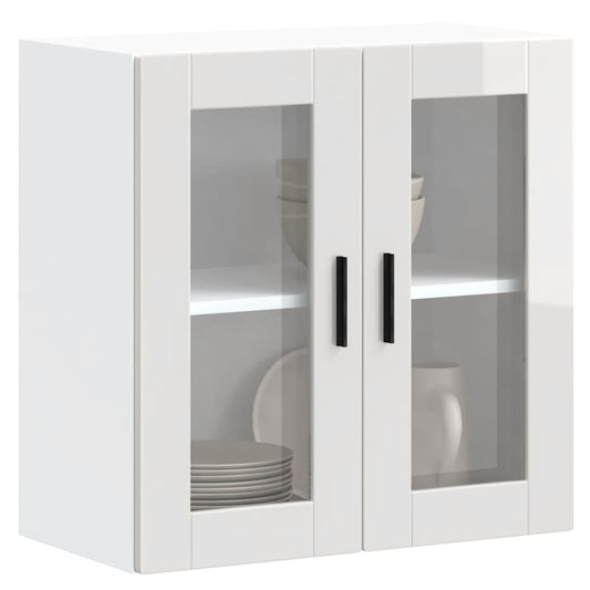 vidaXL Kitchen Wall Cabinet with Glass Door Porto High Gloss White