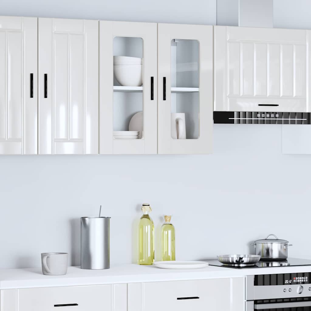 vidaXL Kitchen Wall Cabinet with Glass Door "Porto" High Gloss White
