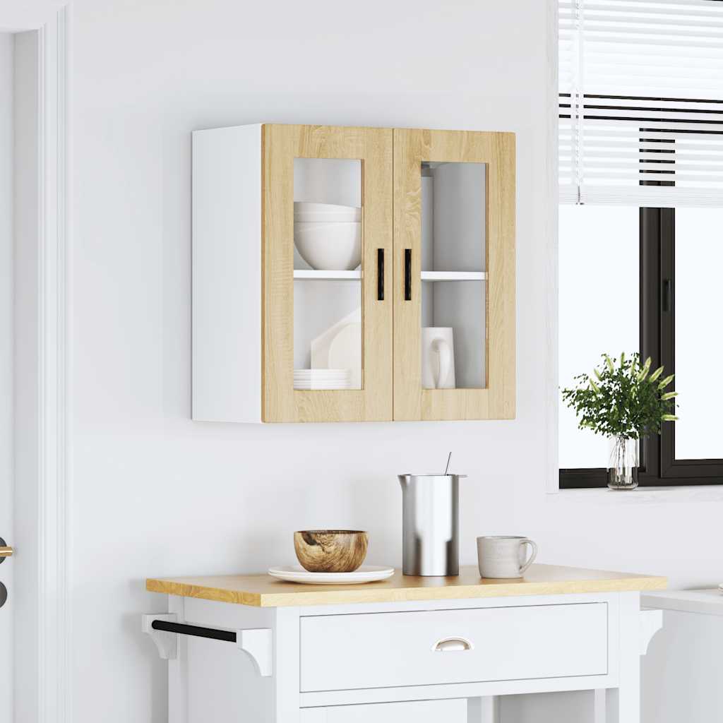 vidaXL Kitchen Wall Cabinet with Glass Door Porto Sonoma Oak