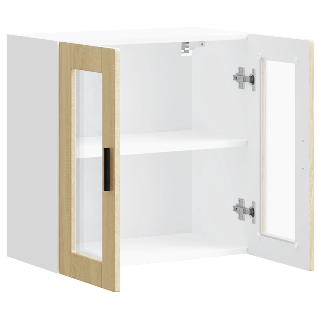 vidaXL Kitchen Wall Cabinet with Glass Door Porto Sonoma Oak