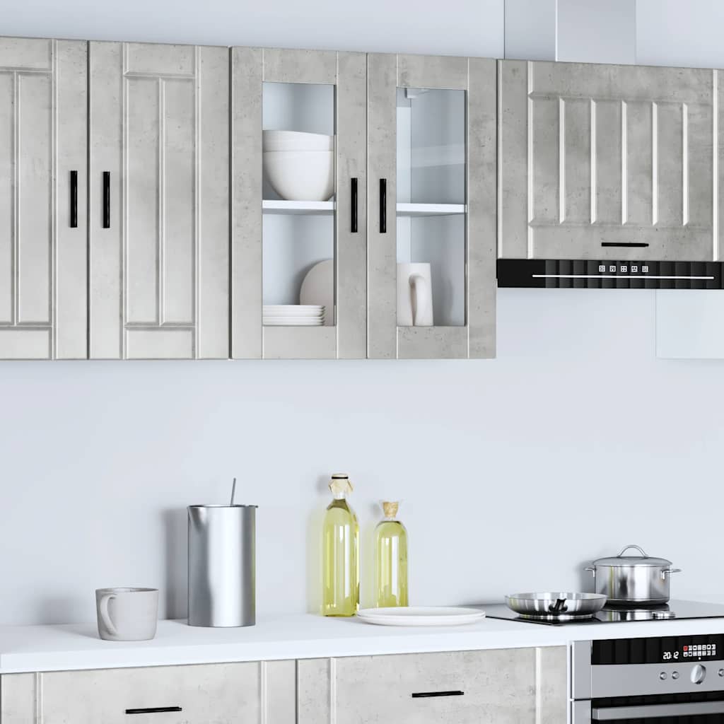 vidaXL Kitchen Wall Cabinet with Glass Door Porto Concrete Grey