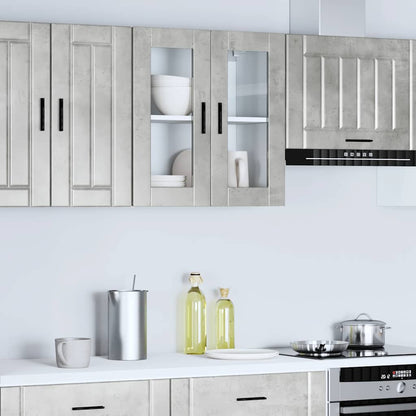 vidaXL Kitchen Wall Cabinet with Glass Door Porto Concrete Grey