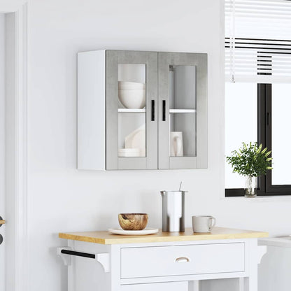 vidaXL Kitchen Wall Cabinet with Glass Door Porto Concrete Grey