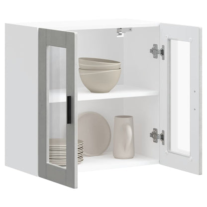 vidaXL Kitchen Wall Cabinet with Glass Door Porto Concrete Grey