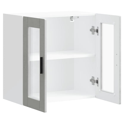 vidaXL Kitchen Wall Cabinet with Glass Door Porto Concrete Grey