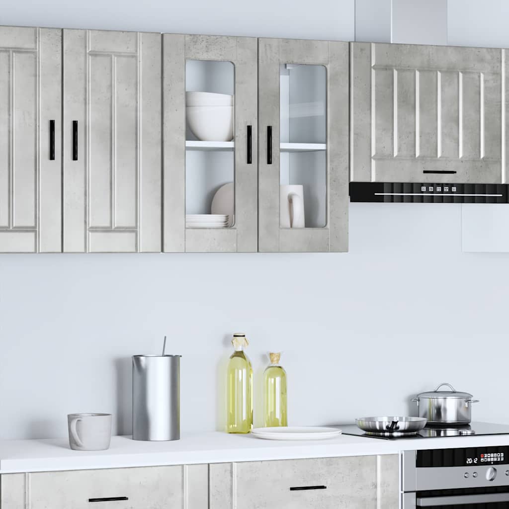 vidaXL Kitchen Wall Cabinet with Glass Door "Porto" Concrete Grey