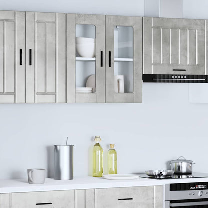 vidaXL Kitchen Wall Cabinet with Glass Door "Porto" Concrete Grey