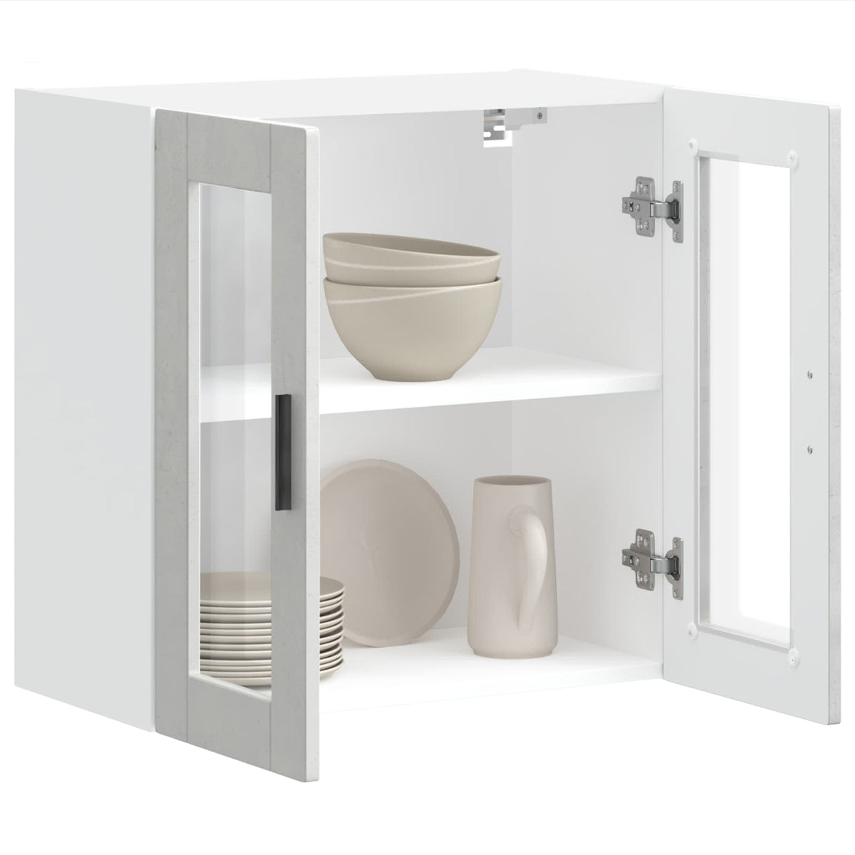 vidaXL Kitchen Wall Cabinet with Glass Door "Porto" Concrete Grey