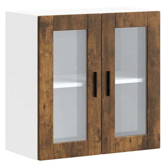 vidaXL Kitchen Wall Cabinet with Glass Door "Porto" Smoked Oak
