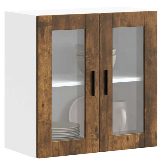 vidaXL Kitchen Wall Cabinet with Glass Door "Porto" Smoked Oak