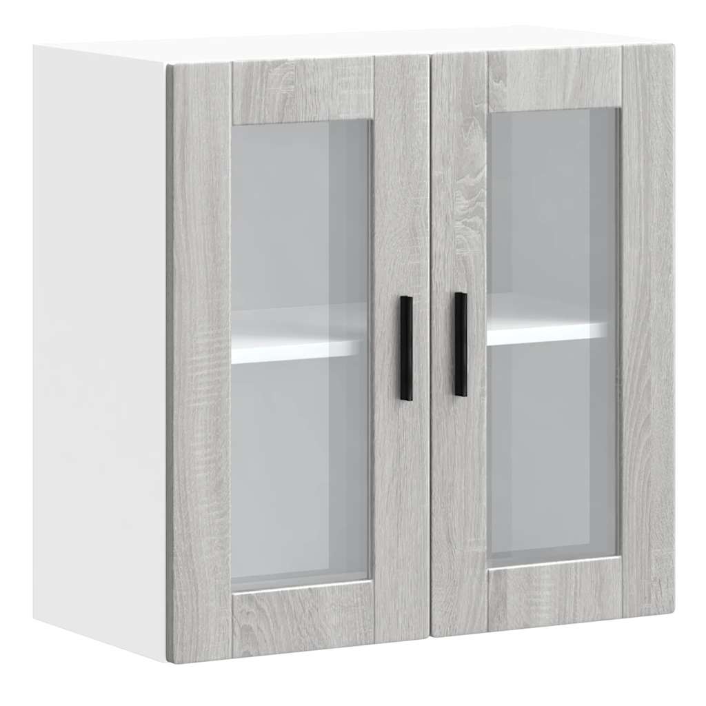 vidaXL Kitchen Wall Cabinet with Glass Door Porto Grey Sonoma