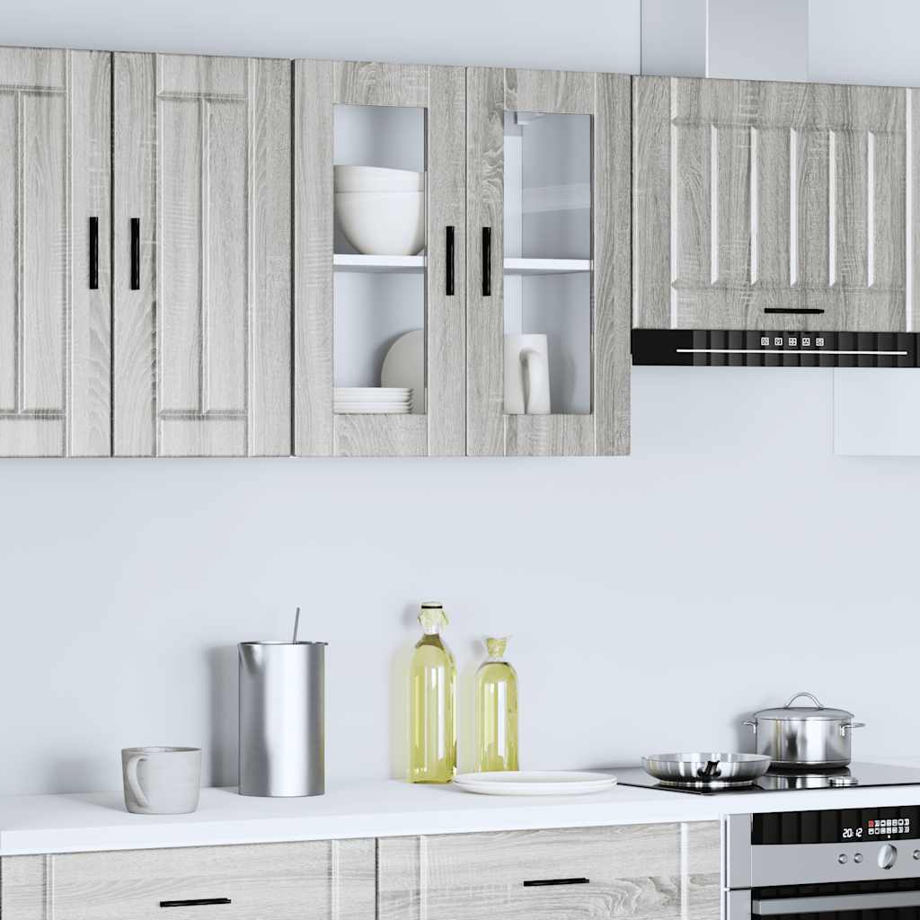 vidaXL Kitchen Wall Cabinet with Glass Door Porto Grey Sonoma
