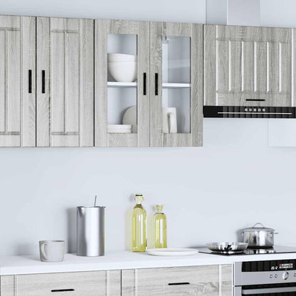 vidaXL Kitchen Wall Cabinet with Glass Door Porto Grey Sonoma