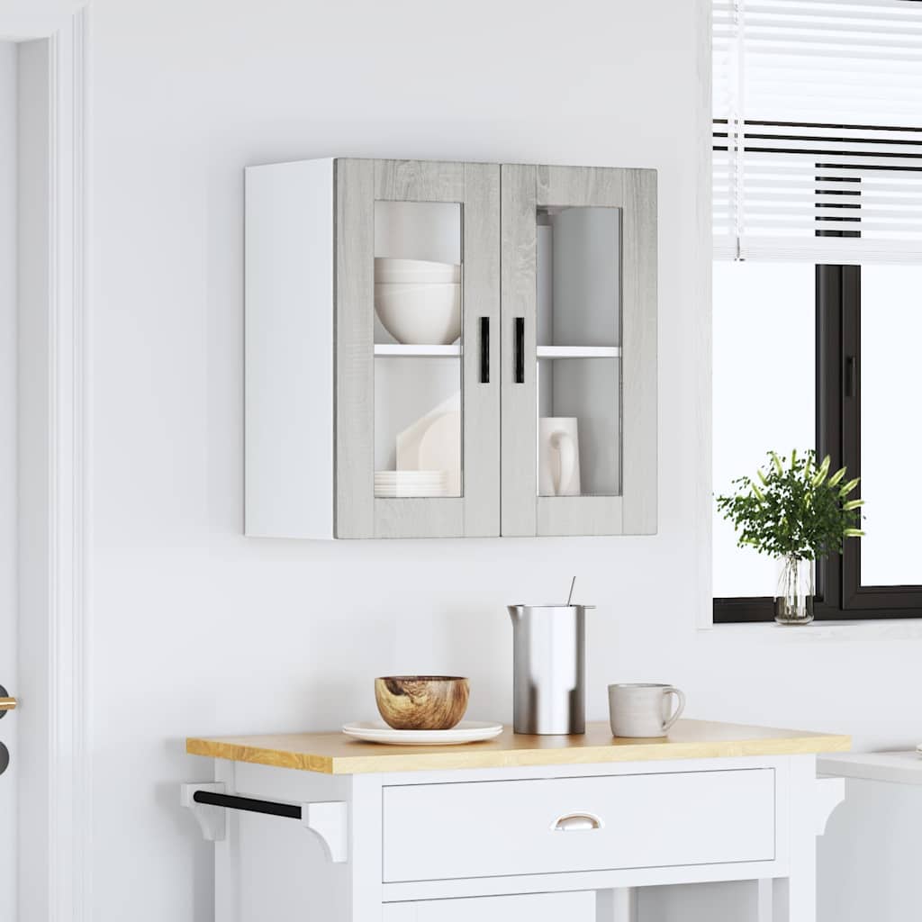 vidaXL Kitchen Wall Cabinet with Glass Door Porto Grey Sonoma