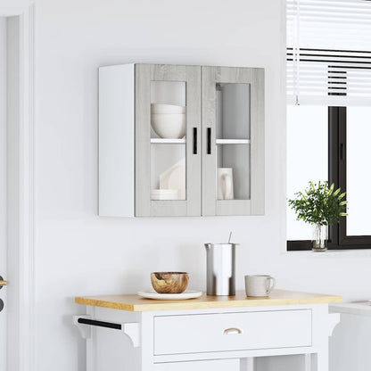 vidaXL Kitchen Wall Cabinet with Glass Door Porto Grey Sonoma