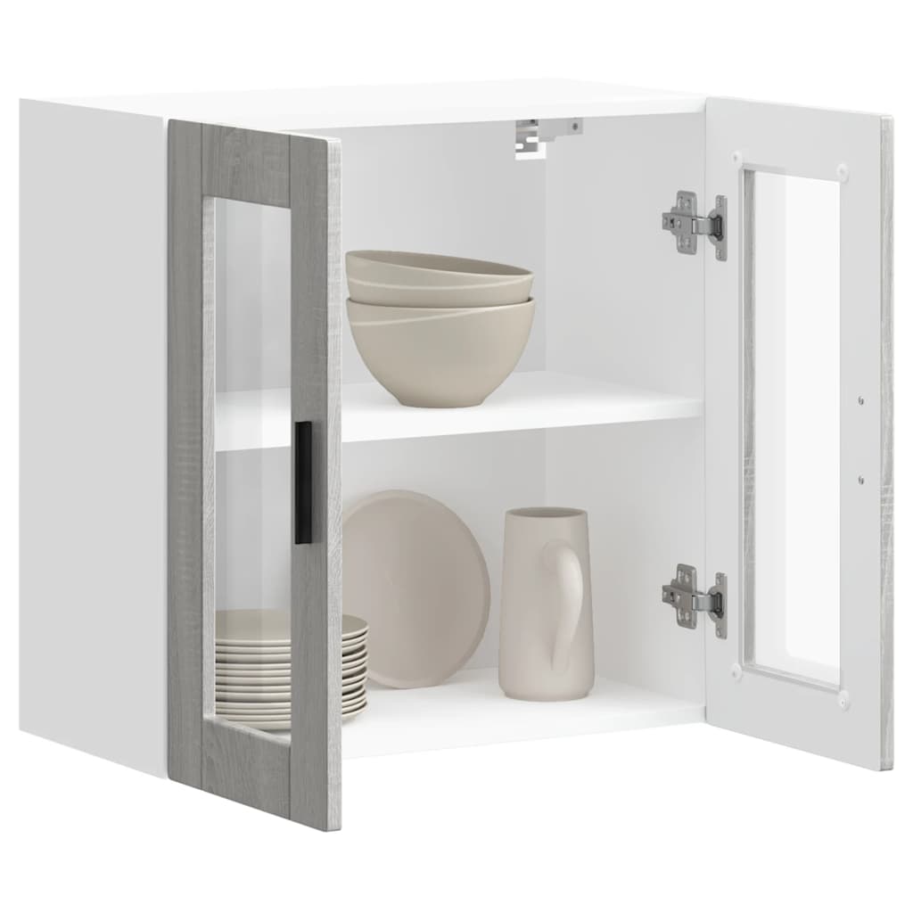 vidaXL Kitchen Wall Cabinet with Glass Door Porto Grey Sonoma