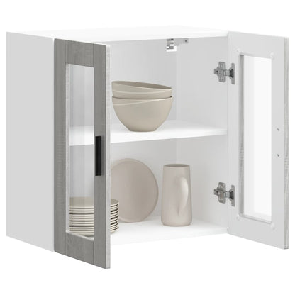 vidaXL Kitchen Wall Cabinet with Glass Door Porto Grey Sonoma