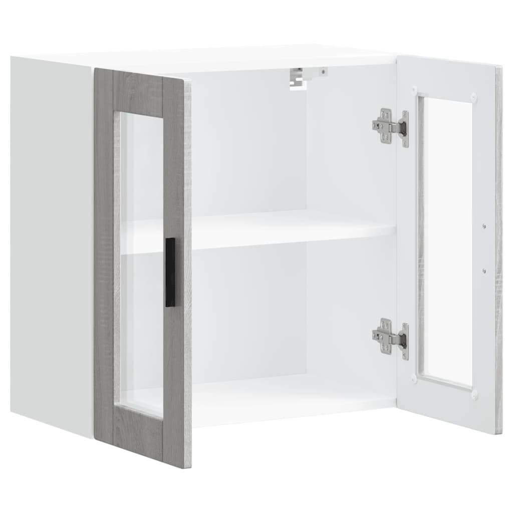vidaXL Kitchen Wall Cabinet with Glass Door Porto Grey Sonoma