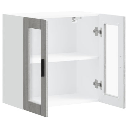 vidaXL Kitchen Wall Cabinet with Glass Door Porto Grey Sonoma