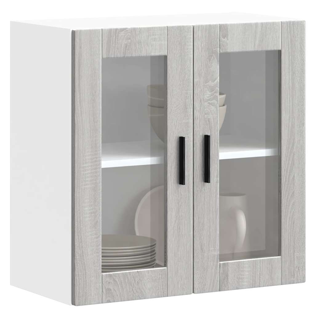 vidaXL Kitchen Wall Cabinet with Glass Door Porto Grey Sonoma