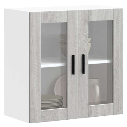 vidaXL Kitchen Wall Cabinet with Glass Door Porto Grey Sonoma