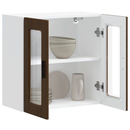 vidaXL Kitchen Wall Cabinet with Glass Door "Porto" Brown Oak